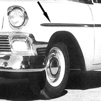 56 Chevrolet 150/210 Front Fender Molding, Stainless Steel, LH