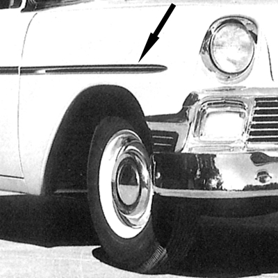 56 Chevrolet 150/210 Front Fender Molding, Stainless Steel, RH