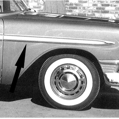56 Chevrolet Bel-Air Front Fender Molding, Upper LH, Lower RH
