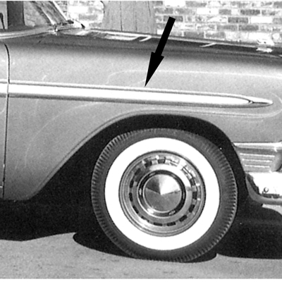 56 Chevrolet Bel-Air Front Fender Molding, Upper RH, Lower LH