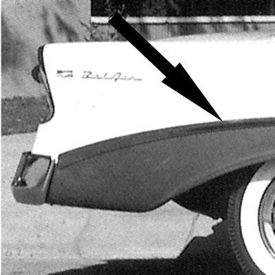 56 Chevrolet Bel-Air 2 Dr. Rear Long Quarter Molding, RH