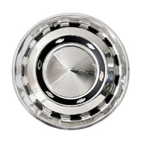 56 Chevrolet Passenger Car Full Hub Cap, Chrome w/ Black Painted Details, Each