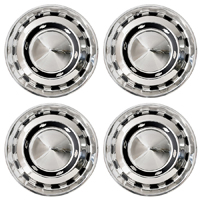 56 Chevrolet Passenger Car Full Hub Cap Set, Chrome w/ Black Painted Details, 4-Pieces