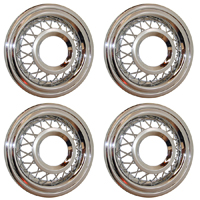 56 Chevrolet Passenger Car Full Wire Wheel Hub Cap Set, w/ Clips 4-Pieces