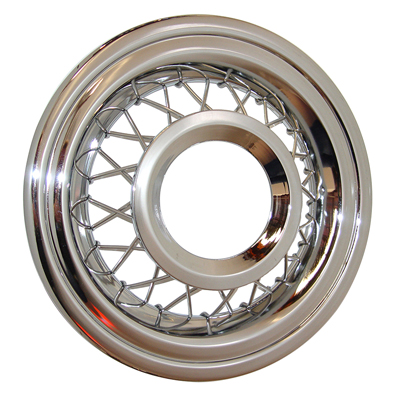 56 Chevrolet Passenger Car Full Wire Wheel Hub Cap, w/ Clips Each