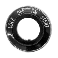 55-56 Chevrolet Bel Air Ignition Switch Bezel, Black & Chrome with White Letters