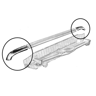 57 Chevorlet Hood Bar Extentions, L/H & R/H, Pair