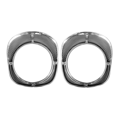 57 Chevrolet Headlamp Bezels with Seals & Decals, Pair