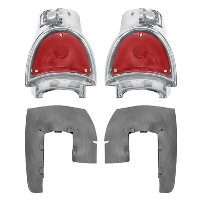 57 Chevrolet Passenger Car Tail Light Assemblies, LH & RH, Pair, U.S. Made