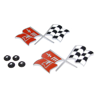 57 Chevrolet Fullsize Fuel Injection Emblem, Cross Flags, Chrome