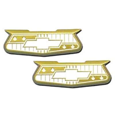 57 Chevrolet Bel-Air Quarter Panel Emblem Crest, Gold Pair