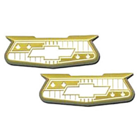 55-56 Chevrolet Bel-Air Quarter Panel Emblem Crest, Gold, Pair