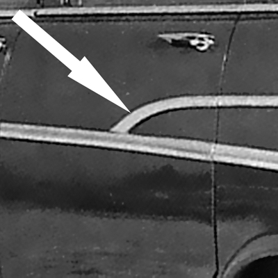 57 Chevrolet Bel-Air/210 4 Dr. Sedan or Wagon Rear Door Molding, Upper Short Curve, LH