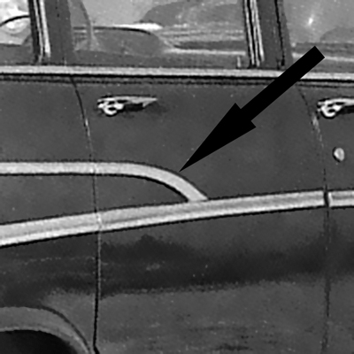 57 Chevrolet Bel-Air/210 4 Dr. Sedan or Wagon Rear Door Molding, Upper Short Curve, RH