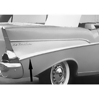 57 Chevrolet Passenger Car 2 Dr. Lower Rear Quarter Molding, LH