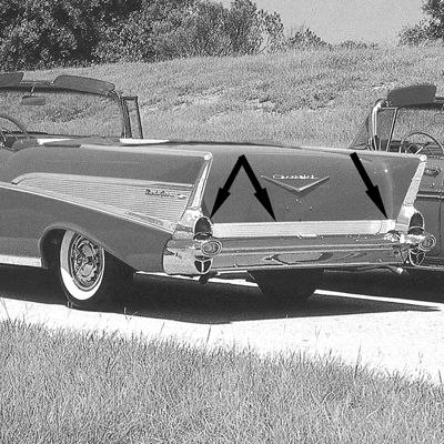 57 Chevrolet Passenger Car Accessory Deck Lid Molding Set, 3 Pieces