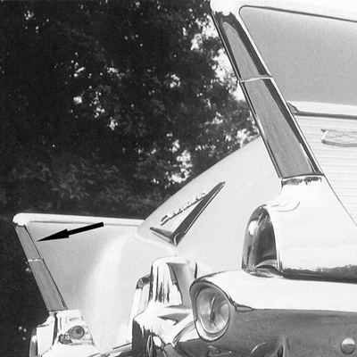 57 Chevrolet Passenger Car Vertical Fin Molding, Upper LH