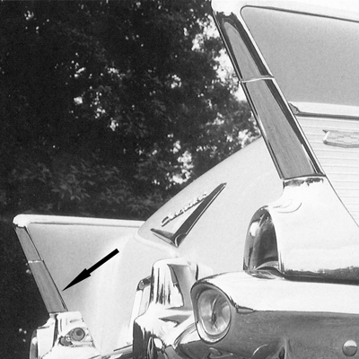 57 Chevrolet Passenger Car Vertical Fin Molding, Gas Door LH