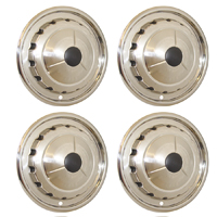 57 Chevrolet Passenger Car Full Hub Cap Set, w/o Embossed Emblems, 4-Pieces
