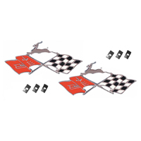 58 Chevrolet Impala Rear Quarter Crossed Flag Emblems