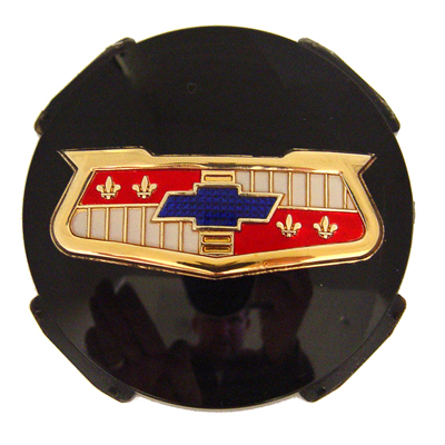 58 Chevrolet Fullsize Passenger Car Hub Cap Spinner Emblems Black