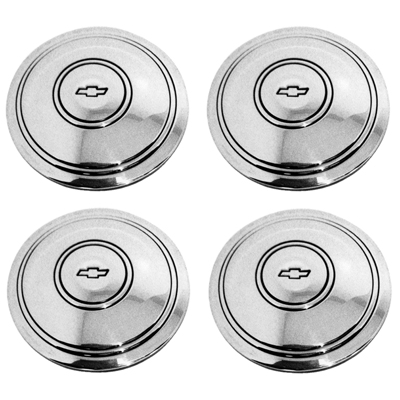 Rally Wheel Hub Cap Set- Flat W/ Bowtie Chrome