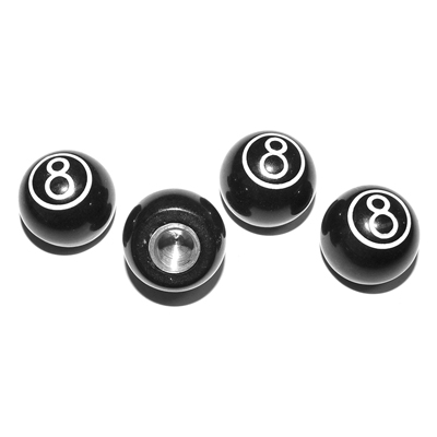 Valve Stem Caps-8 Balls Black-4 Pcs
