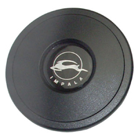 Chevrolet Car, Volante Steering Horn Cap, Black Plastic w/ Silver Impala Emblem