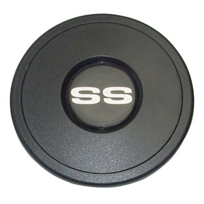 Chevrolet Car, Volante Steering Horn Cap, Black Plastic w/ Silver SS Emblem