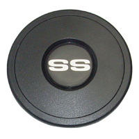 Chevrolet Car, Volante Steering Horn Cap, Black Plastic w/ Silver SS Emblem