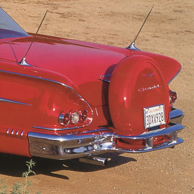 58 Chevrolet Full Size Passenger Car Double Bar Style Continental Kit, W/ Solid Faceplate & Paintable Trim Ring