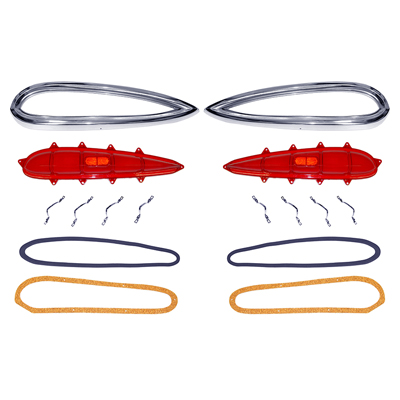 59 Impala Tail Light Lens,Bezel, Lens Trim, And Gasket Set
