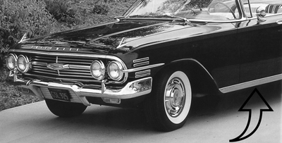 59 Chevrolet Fullsize Passenger Car Stainless Rocker Panel Moldings W/ Clips