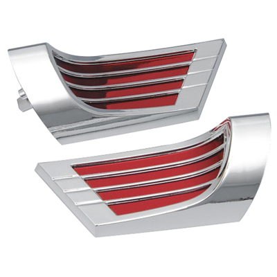59-61 Chevrolet Impala Arm Rest Reflectors, Chrome & Red, Pair