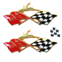 60 Chevrolet Impala Rear Quarter Crossed Flag Emblems