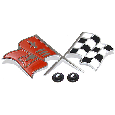 60 Chevrolet Fullsize Passenger Car 348 Trunk/Tailgate Emblem Cross Flags