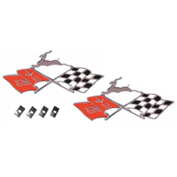 61 Chevrolet Impala Rear Quarter Crossed Flag Emblems