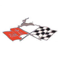 61-62 Chevrolet Impala SS - Console Shift Plate Emblem, Cross Flags
