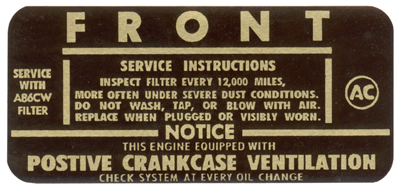 62-66 Full Size Air Cleaner Instructions With A86Cw Element