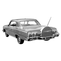 62 Chevrolet Full Size Passenger Car Double Bar Style Continental Kit, W/ Solid Faceplate & Chrome Trim Ring