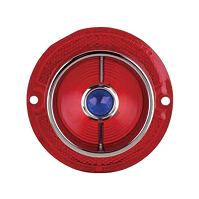 63 Chevrolet Full Size Impala Passenger Car Tail Light Lens, W/ Trim & Blue Dot