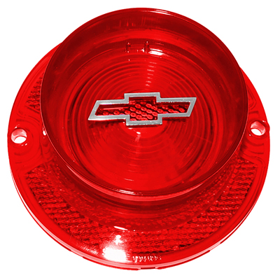 63 Chevrolet Full Size Passenger Car Tail Light Lens, Red W/ Bow Tie