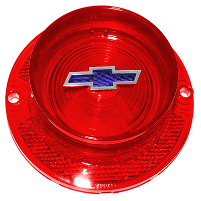 63 Chevrolet Full Size Passenger Car Tail Light Lens, Red W/ Blue Bow Tie