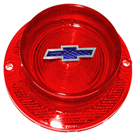 63 Chevrolet Full Size Passenger Car Tail Light Lens, Red W/ Blue Bow Tie
