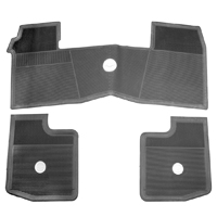 63-72 Chevrolet Fullsize Black Bow Tie Original Rubber Floor Mat Set, 3 Pcs