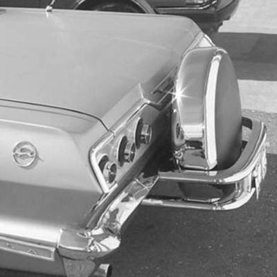 63 Chevrolet Full Size Passenger Car Double Bar Style Continental Kit, W/ Solid Faceplate & Chrome Trim Ring