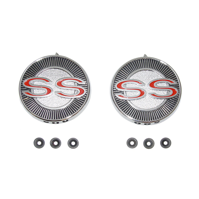 65 Chevrolet Impala SS Interior Door Panel Emblems, Pair