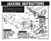 65 Full Size  Jacking Instruction Sheet Hardtop/Sedan