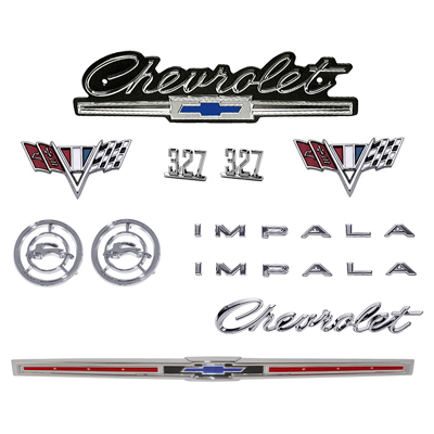 66 Impala 327 V8 Emblem Kit