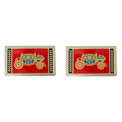 65-66 Chevrolet Car Seat Belt Emblems, Deluxe, Red, Pair